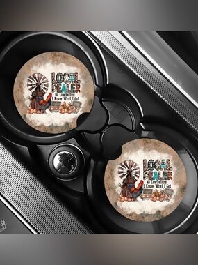 Local Dealer Chickens Car Coasters Absorbent Set of (2)